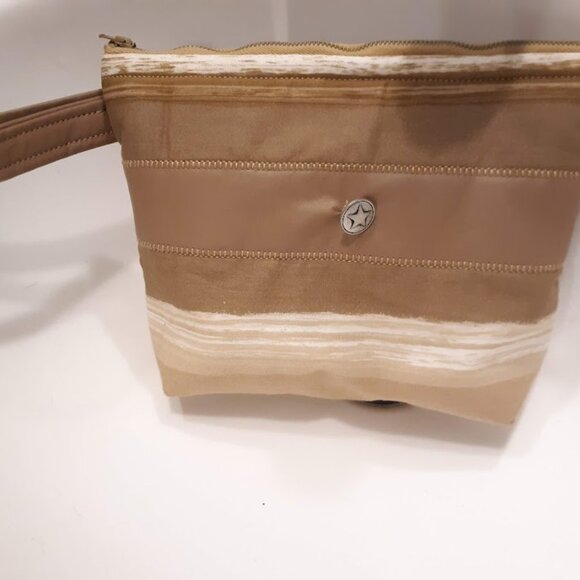 New South Western Stripe Clutch travel Hanging Clutch make-up bag Brown Wristlet - Picture 2 of 5